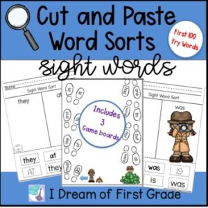 Cut and Paste Word Sorts for Kindergarten- Sight Words