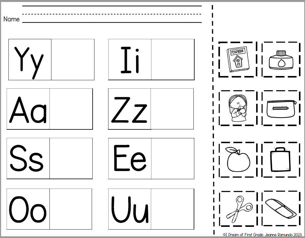 Beginning Sounds Activities for The Year - I Dream of First Grade